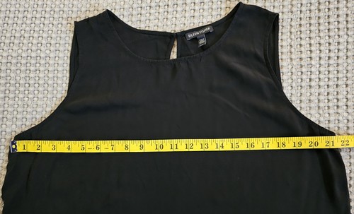 Eileen Fisher 100% Silk Tank Top Large L Black Lightweight Sleeveless Shell - Picture 4 of 5