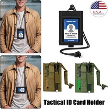 Tactical ID Card Holder Organizer Hook Loop Patch Badge Holder with Neck Lanyard
