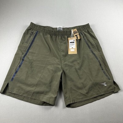 Diadora Shorts Mens Large Olive Green Diaflex Diadry 7'' Inseam Athletic Stretch