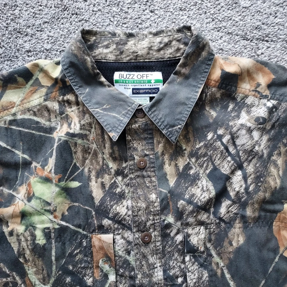 Exofficio Mens Buzz Off Mossy Oak Dual Zipper Chest Pockets Hunting XLarge - Image 2 of 4