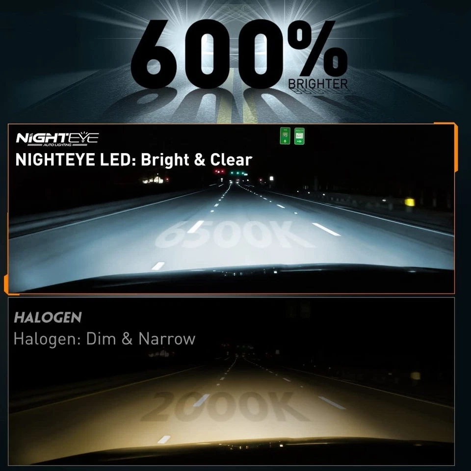 NIGHTEYE H7 LED Headlight Bulb, 60W 12000LM H7 LED Headlights Conversion Kit... - Image 2 of 3