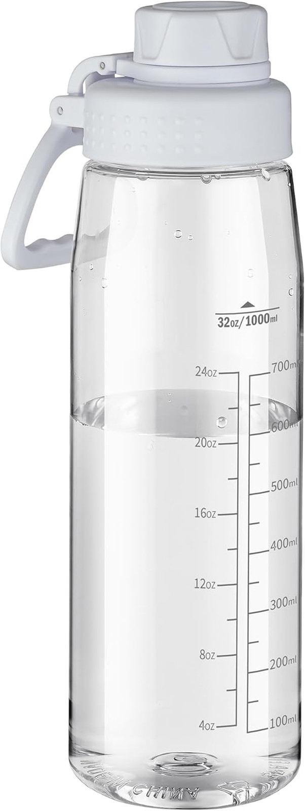 Water Bottle 32oz, Clear Water Bottle with Spout Lid and Carry Handle, Reusable,