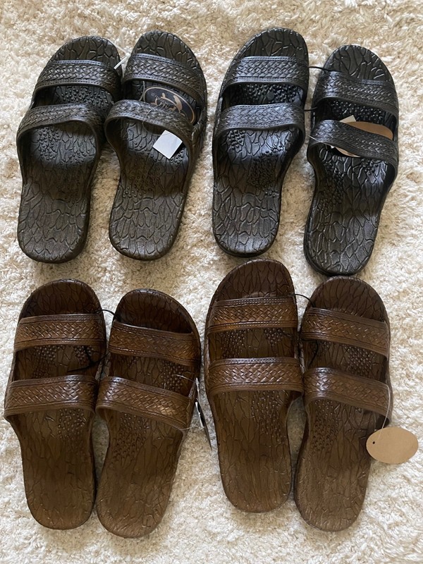 Lot of 4 NEW Pali Hawaii Brown Rubber Jandals Shower Sandals  Size 10 Unisex