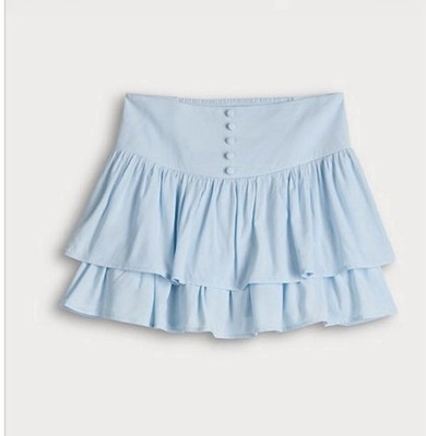 Threads Of Luxx Juniors Tiered Mini Skirt Skirt, Large Baby Blue NWT
