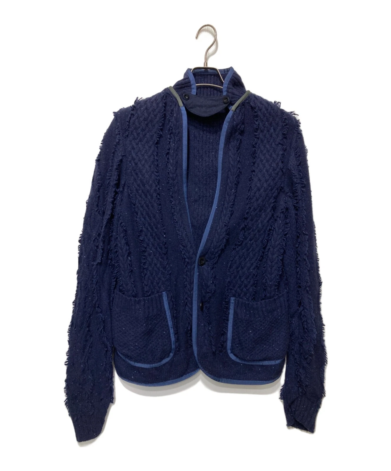 sacai Piping cavo maglia blouson giacca taglia M blu navy 12 00308M dal Giappone