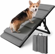 Adjustable Folding Dog Ramp Non-Slip Corduroy Fabric Indoor 17" Wide 130 lb
