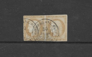 France French Colonies 15c Ceres Stamp Issue Imperf Pair With Paquebot Postmark