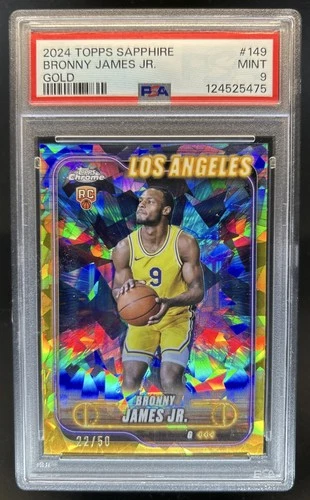2025-26 Topps Chrome Sapphire Bronny James Jr. RC Gold Refractor #/50 PSA 9