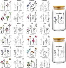 UV DTF Cup Wraps - 24 Sheets Birth Flowers by Month Uvdtf Tumbler Wrap for 16 Oz