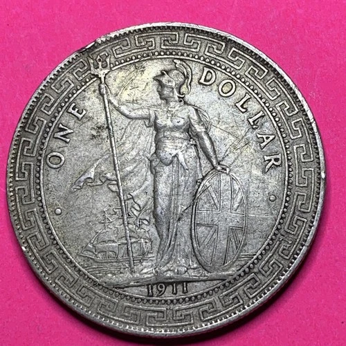 1911 (B) GREAT BRITAIN (UK) BRITISH TRADE DOLLAR SILVER