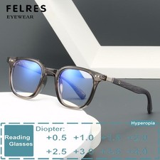 Men Anti Blue Light Square Reading Glasses Classic Retro Presbyopic Glasses New