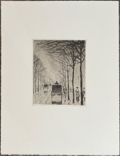 Lesser Ury avenue in Berlin etching from estate 1982 estate stamp