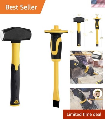 Versatile 3lb Sledge Hammer & Flat Head Chisel Set for Rock and Masonry Tasks