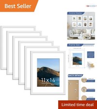 Set of 6 Wall Mount or Tabletop Wood Photo Frames 11x14 for Pictures Collage