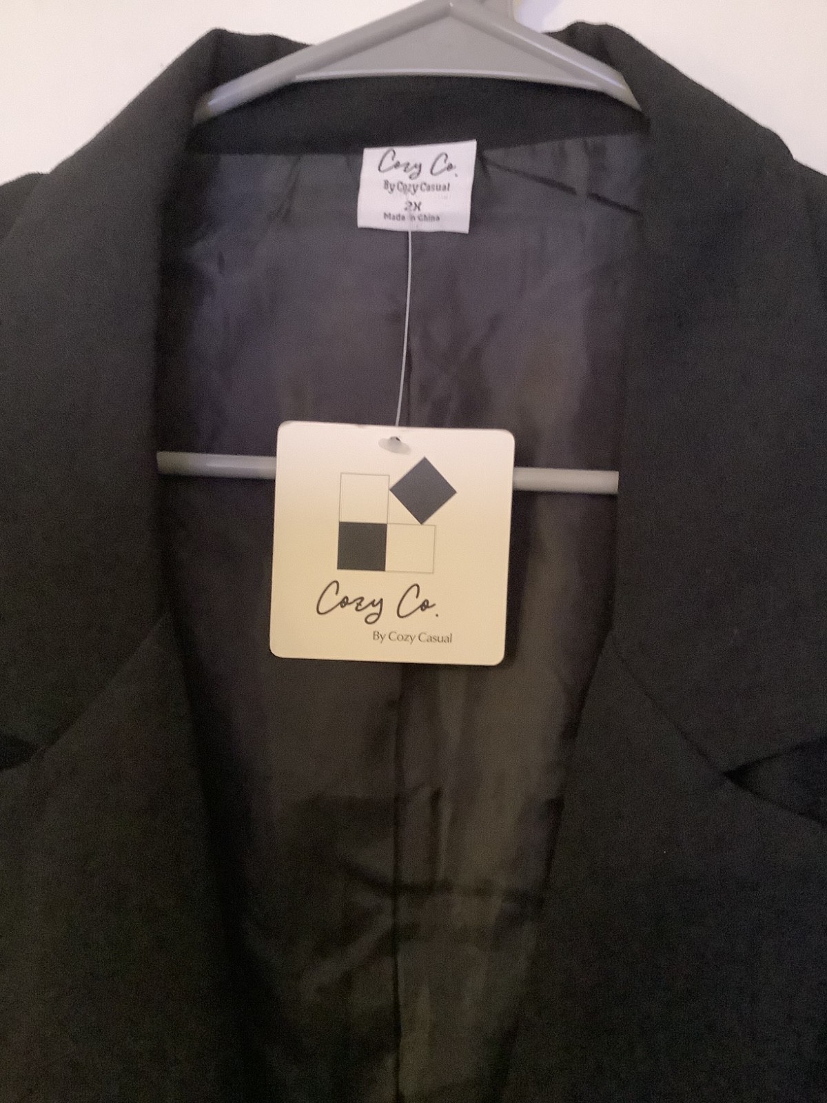 NWT Cozy Co. by Cozy Casual 2X Black Blazer Jacket Roll Tab Sleeve Free Ship