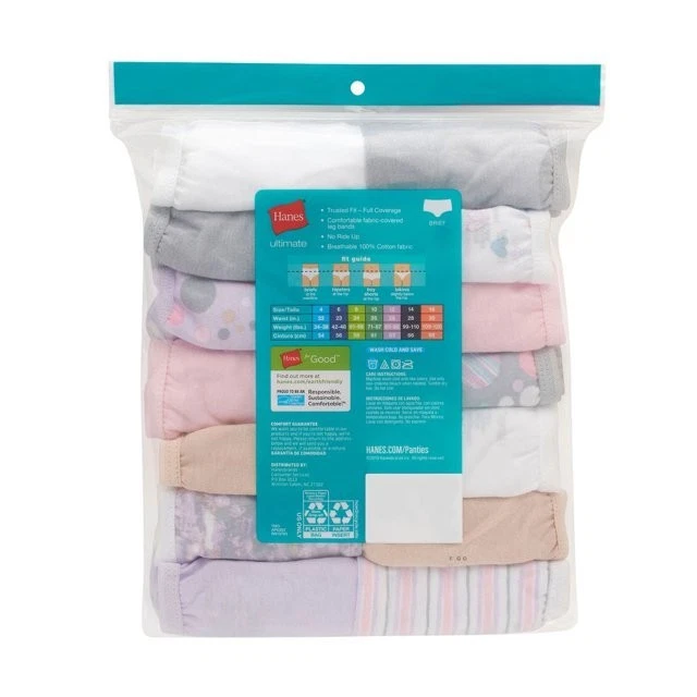 Hanes® Girls' 14 pack Briefs "100% COTTON & TAGLESS & SOFT NEW!!! - Image 2 of 4