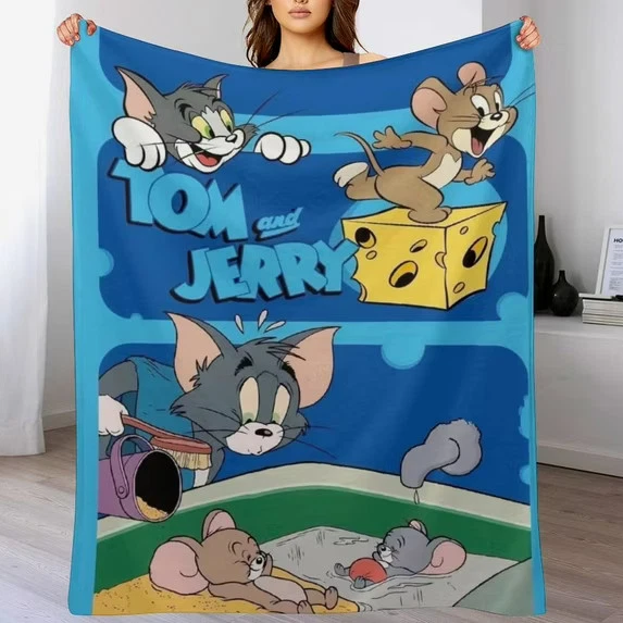 Tom And Jerry Fleece Blanket, Fun Cartoon Movie Gifts for Kid