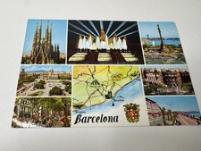 Vintage 1961 Barcelona Spain Multi View Postcard Sagrada Familia Montjuich