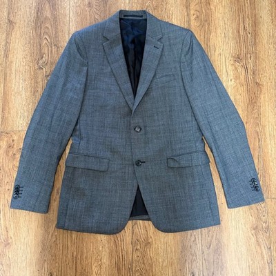 Theory Wellar Charde Mens 42R Gray Glen Plaid Wool 2-Button Blazer Sport Coat