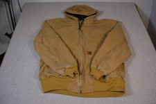 Carhartt Jacket Mens XL Brown Hooded Canvas Bomber Full Zip Insulated Lined