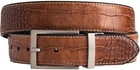 Greg Norman Mens Reversible Croco Print Leather Golf Belt, Tan/Black