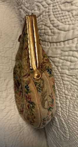 Vintage Petit Point Evening Bag - Brass Colored Frame & Chain - Bild 5 von 10