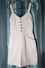 Japna Women's 100% Cotton Mini Dress, Medium, Off-White with Pockets