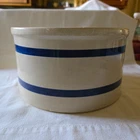 RRP Co. Roseville 303 C White/Blue Band Stoneware Round Bowl, USA. #303C