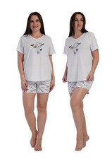 Vienetta Damen-Baumwollpyjama mit kurzen &Auml;rmeln und Shorts, Gr&ouml;&szlig;e 3XL
