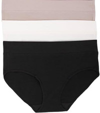 Felina Womens 3 Pack Pima Cotton Wide Waistband Hipster, Multi, XL