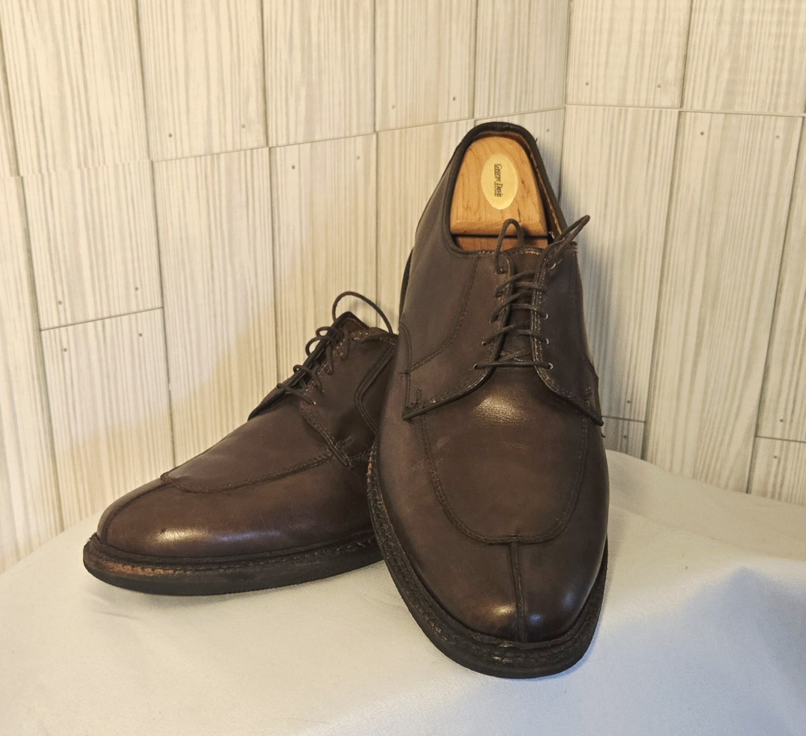 SAOLA Scarpe da uomo Allen Edmonds Ashton 1609 marrone punta spaccata derby Oxford eleganti 9 E