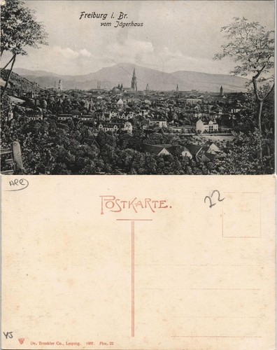 Ansichtskarte Freiburg im Breisgau vom Jägerhaus 1907
