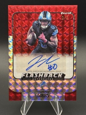 Topps Finest Jahmyr Gibbs Flashback Autographs Red Geometric Auto 2/5