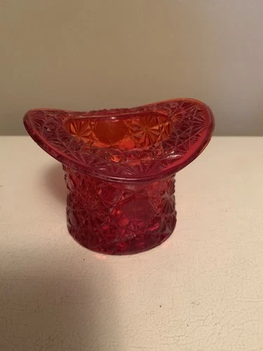 Vintage Fenton Amberina Glass Daisy Button Top Hat Toothpick Holder/ Vase