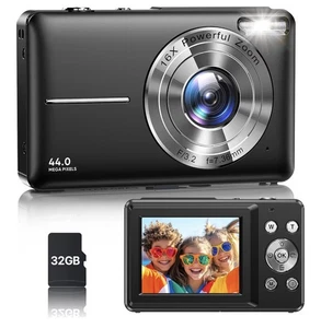 Digital Camera, Latest FHD 1080P for Teens-SD Card Point and Shoot  16X Zoom