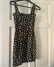 Divided by H&M Women’s Black/Yellow Floral Square Neck A-Line Dress XS