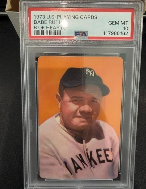 1973 All-Star Grading Co. Babe Ruth Playing Card  (8 OF HEARTS )  PSA 10  GEM