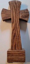 Handmade 11" x 5" x 2" handmade standing polyurethaned oak cross