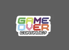 Game Over Sticker Continue Waterproof Gaming Retro Gift NEW