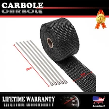 2" x 16' Black Exhaust Heat Wrap Roll for Motorcycle Fiberglass Heat Shield Tape