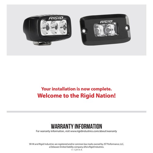 Rígido 922113 Serie SR-M PRO Inundación Blanco Rectángulo LED Kit de Luz Única Negro - Imagen 8 de 9