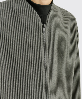 HOMME PLISSÉ ISSEY MIYAKE PLEATED LIGHT JACKET GREY MELANGE size 2