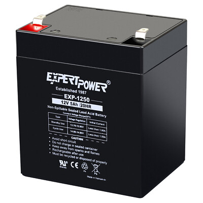 12V 5AH Rechargeable SLA Battery Replaces 12 Volt 4AH 4.5AH for Alarm System