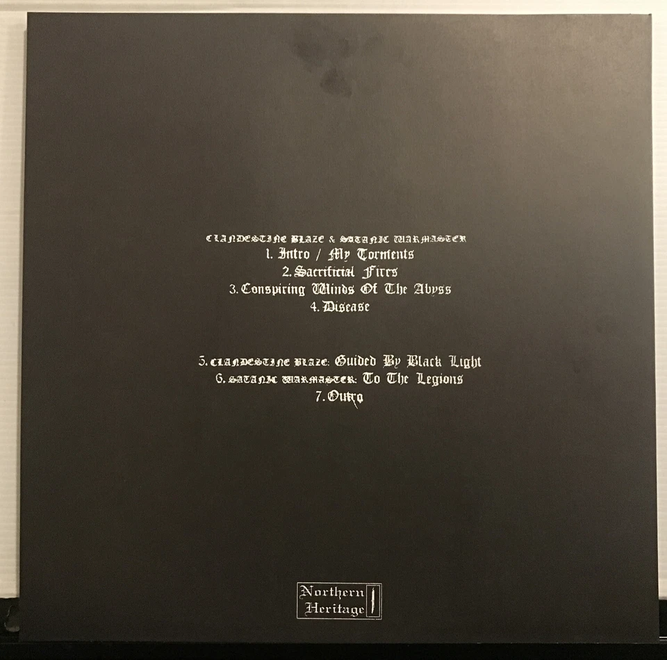 Satanic Warmaster / Clandestine Blaze Split LP 2022 Northern Heritage – NH-035 - Image 3 of 4
