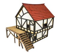 WWG Medieval Town Cottage (wstępnie pomalowany/niepomalowany) - 28mm Fantazja Teren Modelarstwo
