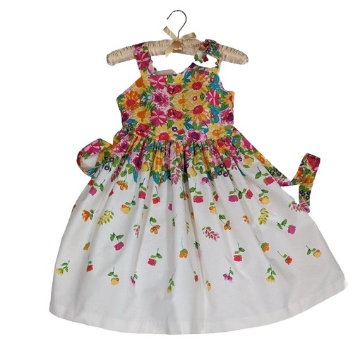 Robe Bonnie Jean Verte Citron à Pois Blancs - Taille 8 - Pour Pâques Ou L'été - Sans Manches - Très Bon état