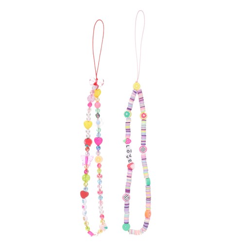 2 Pcs Mobile Phone Chain Ornaments Decorations Beaded Charms Strap - 第 1/12 張圖片