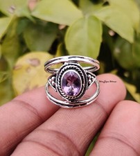 Amethyst Gemstone Ring Solid 925 Sterling Silver Beautiful Ring All Size MK 
