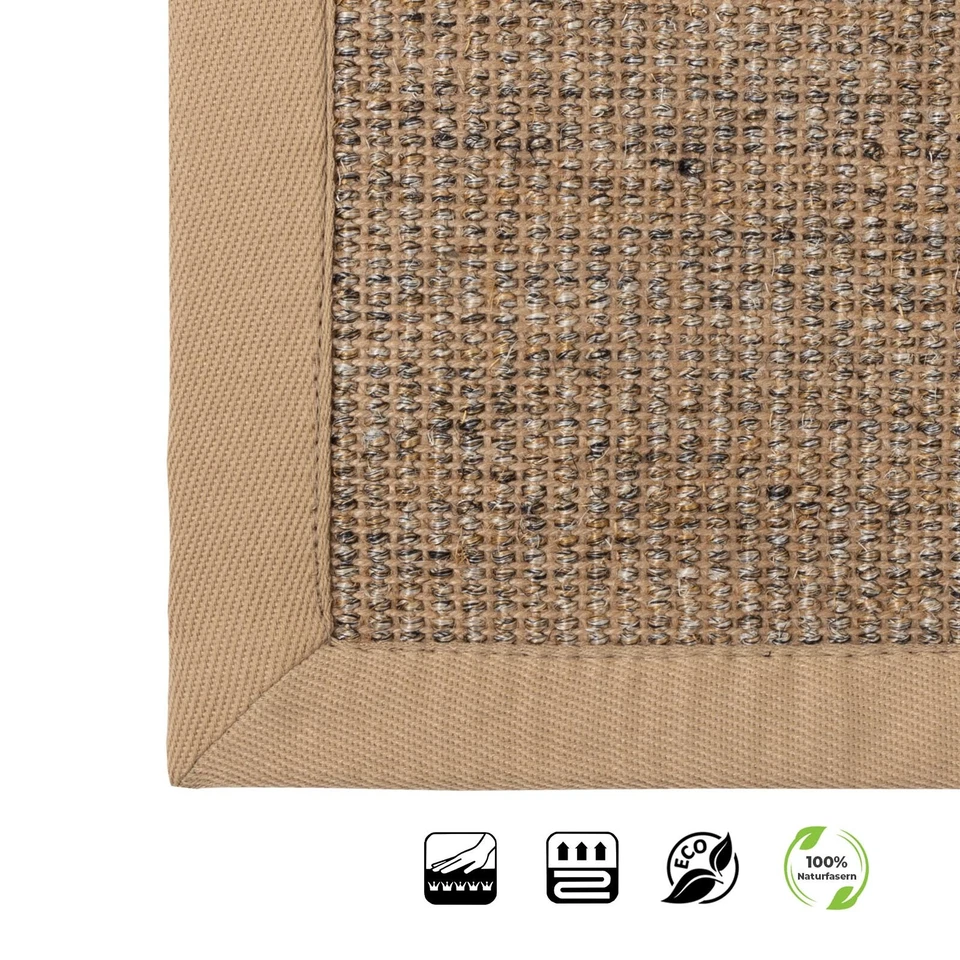 Sisal Teppich | Naturfasern | mit Bordüre aus Baumwolle | Sisalteppich 3 Farben - Bild 2 von 4