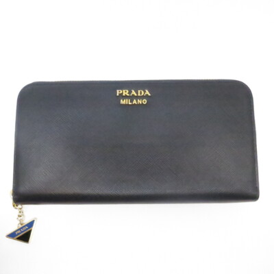 Authentic PRADA Saffiano Triang Zippy Round Wallet 1ML506 Black Authentic PRADA Saffiano Triang Zippy Round Wallet 1ML506 Black